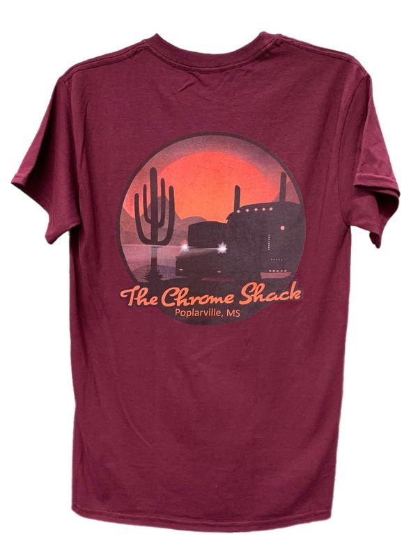 The Chrome Shack Maroon Retro T-Shirt