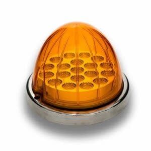 17 LED Dual Function Watermelon Clear Reflector Flush Mount Kit With Low Profile Bezel -Amber LED &amp; Lens
