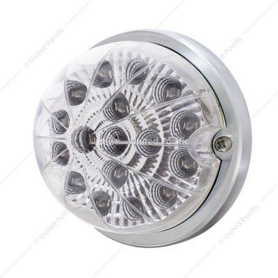 17 LED Dual Function Watermelon Clear Reflector Flush Mount Kit With Low Profile Bezel-Red LED/Clear Lens