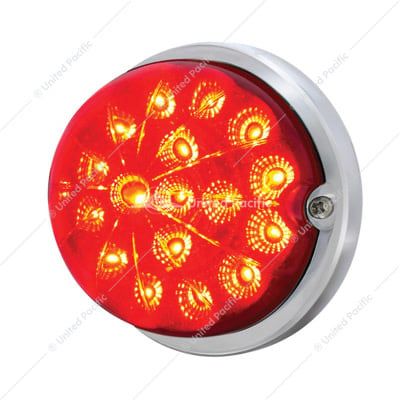 17 LED Dual Function Watermelon Clear Reflector Flush Mount Kit With Low Profile Bezel -Red LED &amp; Lens