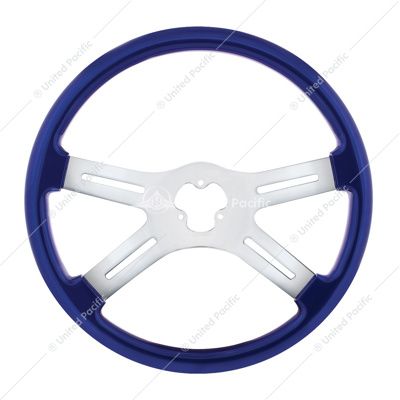 18" Vibrant Color 4 Spoke Steering Wheel - Indigo Blue