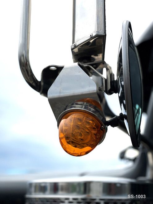 Stainless Mirror Turn Signal ANGLED BRACKET w/ 1 WM Light Hole