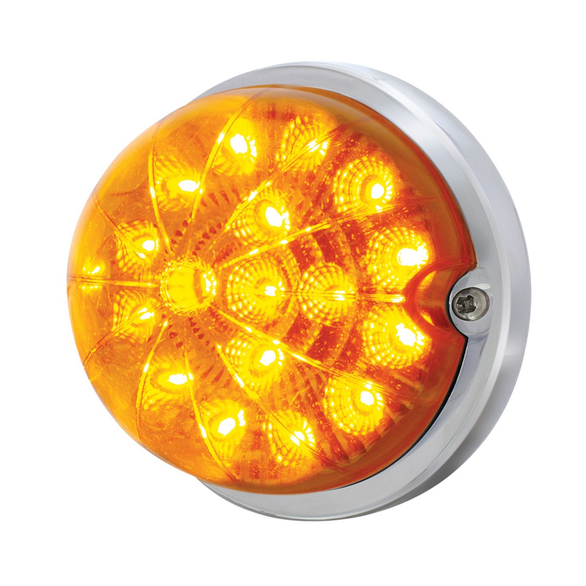 17 LED Dual Function Watermelon Clear Reflector Flush Mount Kit With Low Profile Bezel -Amber LED &amp; Lens