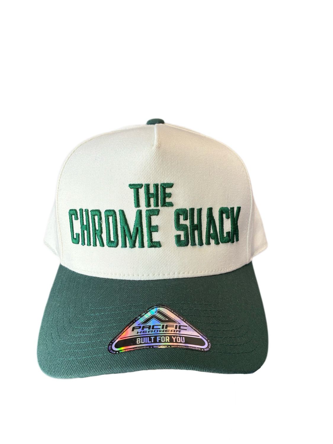 The Chrome Shack Heritage Hat - Vintage White/Dark Green