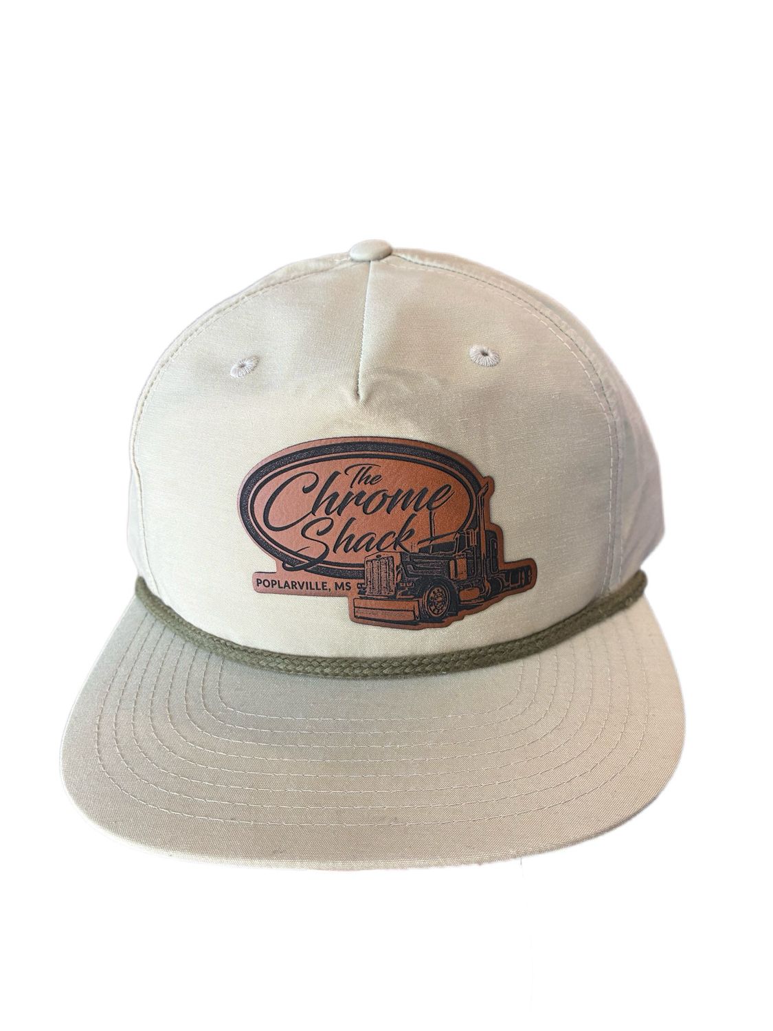 The Chrome Shack Leather Patch Umpqua Hat - Sand Dune/Loden Green