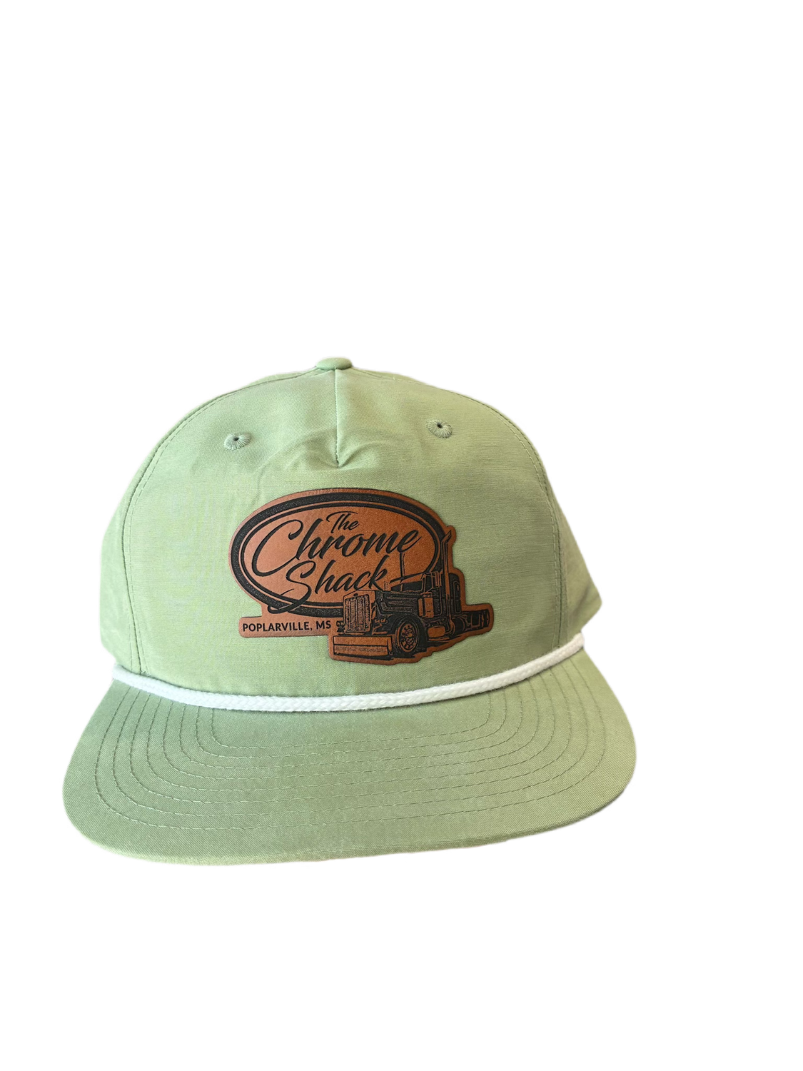 The Chrome Shack Leather Patch Umpqua Hat - Sage/White