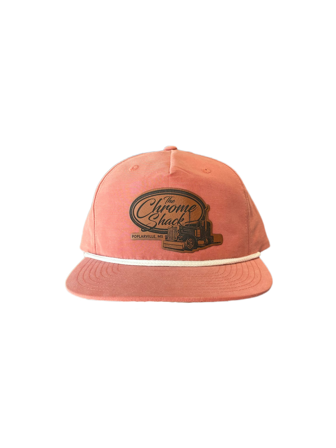 The Chrome Shack Leather Patch Umpqua Hat - Dusty Red/White