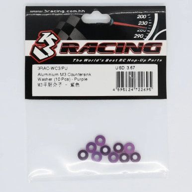 3Racing Alum. M3 Countersunk Washer - Purple