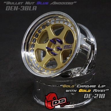 Drift Element II Wheel Set - Gold/Chrome w/ Gold Rivets