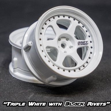 Drift Element II Wheel Set - Triple White w/ Black Rivets