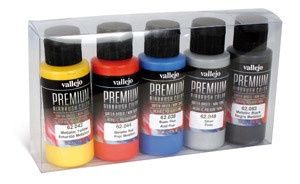VALLEJO 62103 PREMIUM COLOUR METALLICS 5 COLOUR SET ACRYLIC AIRBRUSH PAINT