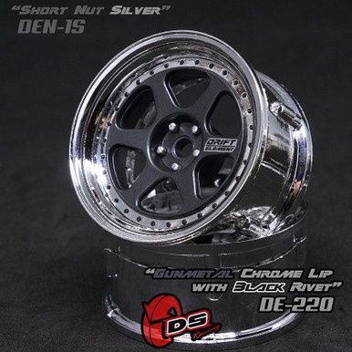 Drift Element II Wheel Set - Gunmetal/Chrome w/ Black Rivets