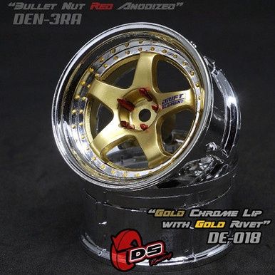 Drift Element Wheel Set - Gold/Chrome w/ Gold Rivets
