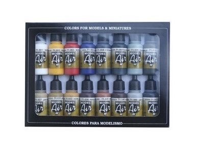VALLEJO 71178 MODEL AIR BASIC COLORS 16 COLOUR ACRYLIC AIRBRUSH PAINT SET