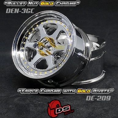 Drift Element II Wheel Set - Triple Chrome w/ Gold Rivets
