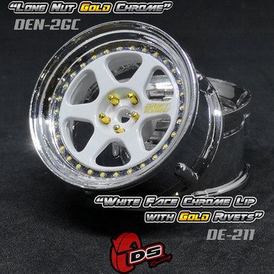 Drift Element II Wheel Set - White/Chrome w/ Gold Rivets