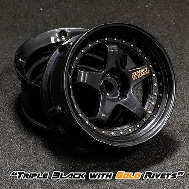 Drift Element Wheel Set - Triple Black w/ Gold Rivets