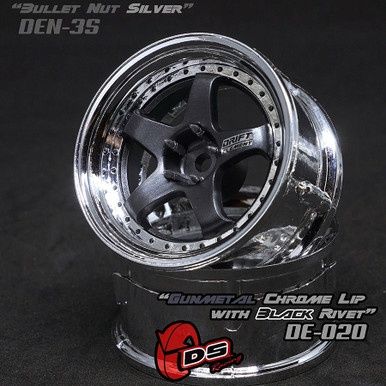 Drift Element Wheel Set - Gunmetal/Chrome w/ Black Rivets