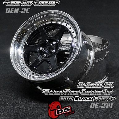 Drift Element II Wheel Set - Hi Gloss 2K Black/Chrome w/ Black Rivets