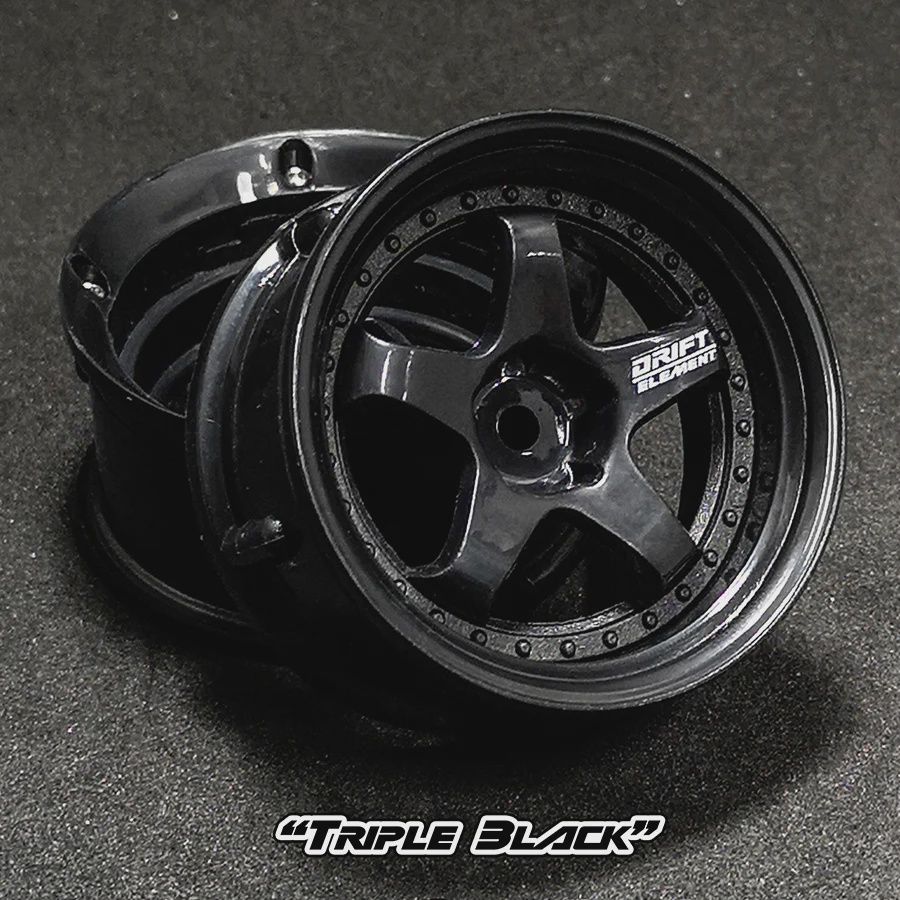 DE 5 Spoke Wheel Set - Triple Black/Black Rivets