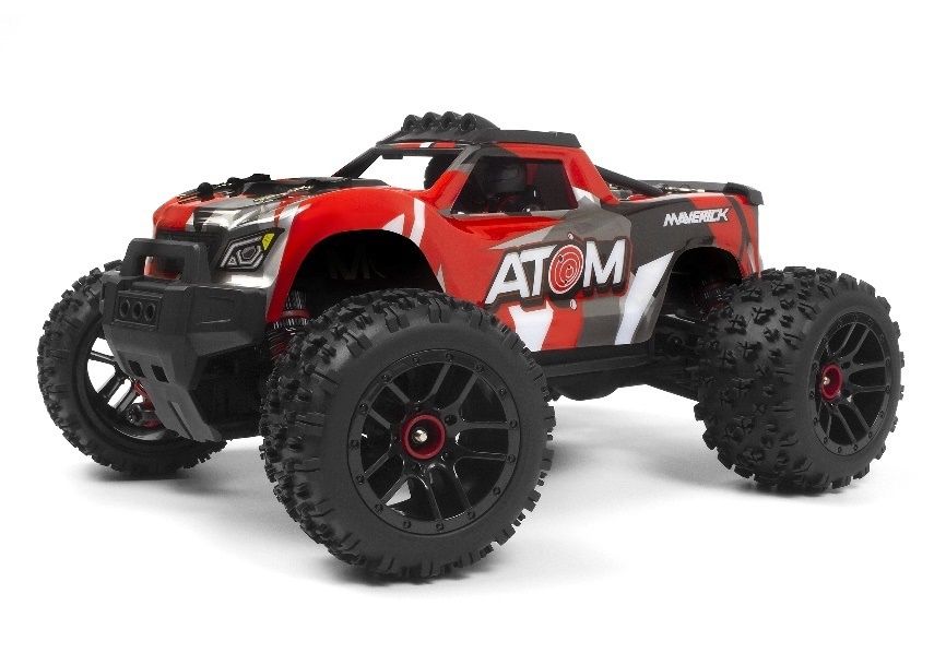 Maverick 1/18 Atom RTR 4WD Electric RC Monster Truck, Color: Red