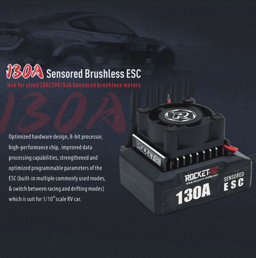ROCKET-RC Brushless ESC 130A Black No Program Card