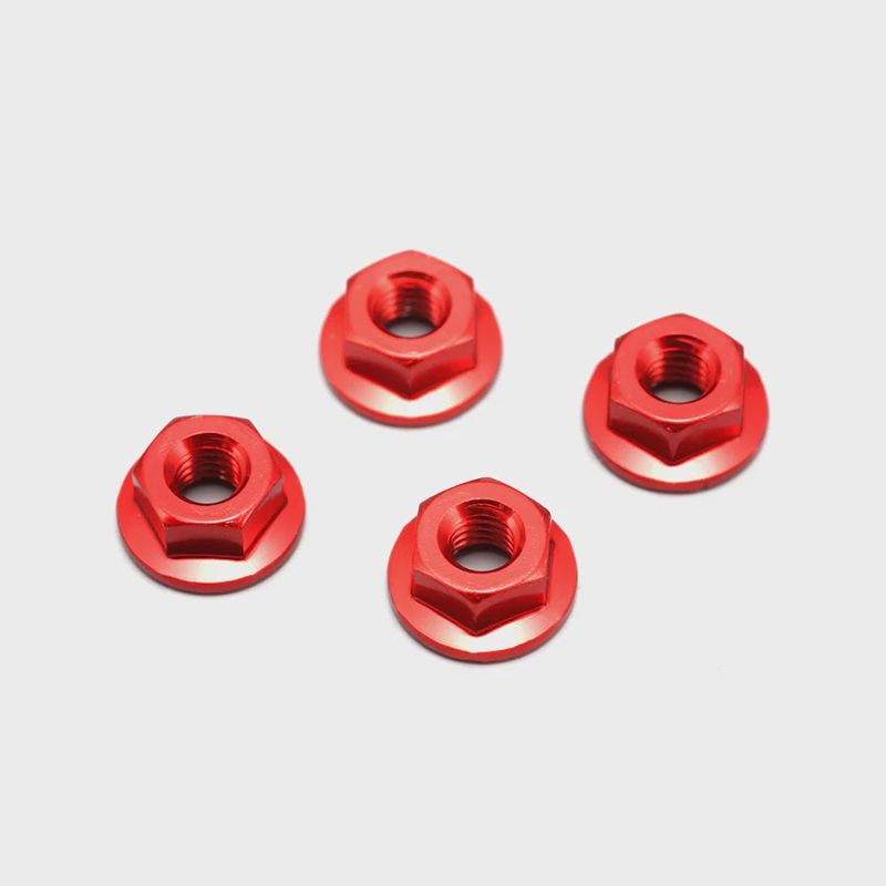 Yokomo M4 Alum. Serrated Flange Nuts - Red