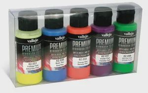 Vallejo Premium Colour Fluos Colors 5 Colour Set Acrylic Airbrush Paint
