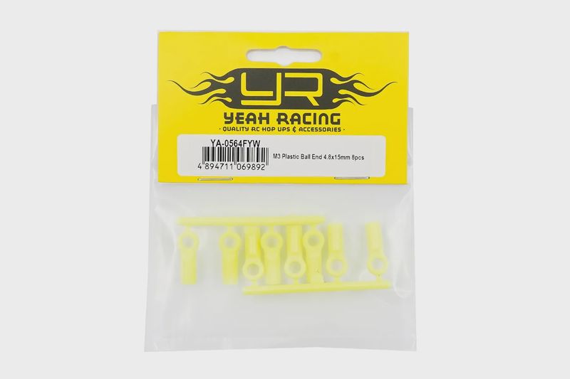 Yeah Racing 4.8x15mm M3 Plastic Ball Ends 8Pcs - Yellow