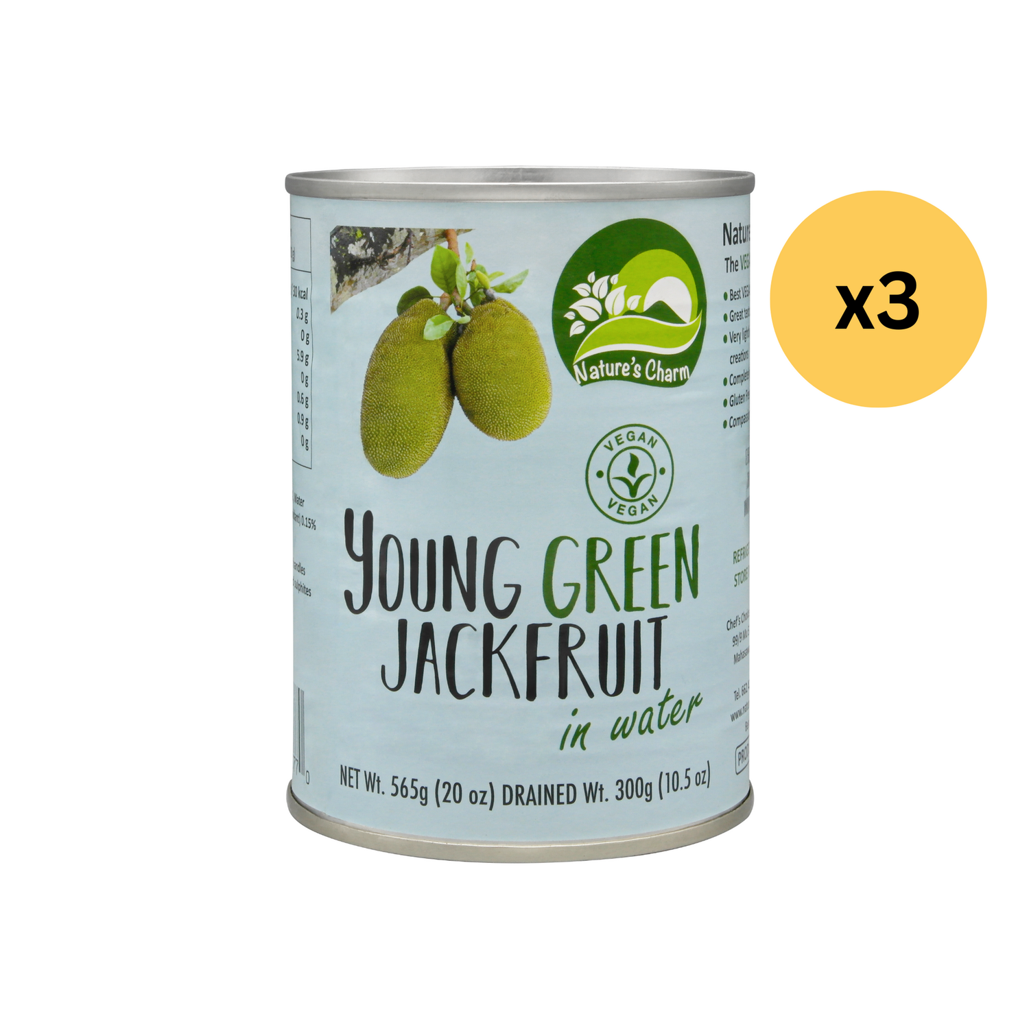大樹菠蘿（清水）- 3 罐  Young Green Jackfruit in Water (3 cans)  新舊包裝隨機發貨［此日期前最佳：2027年12月13日］