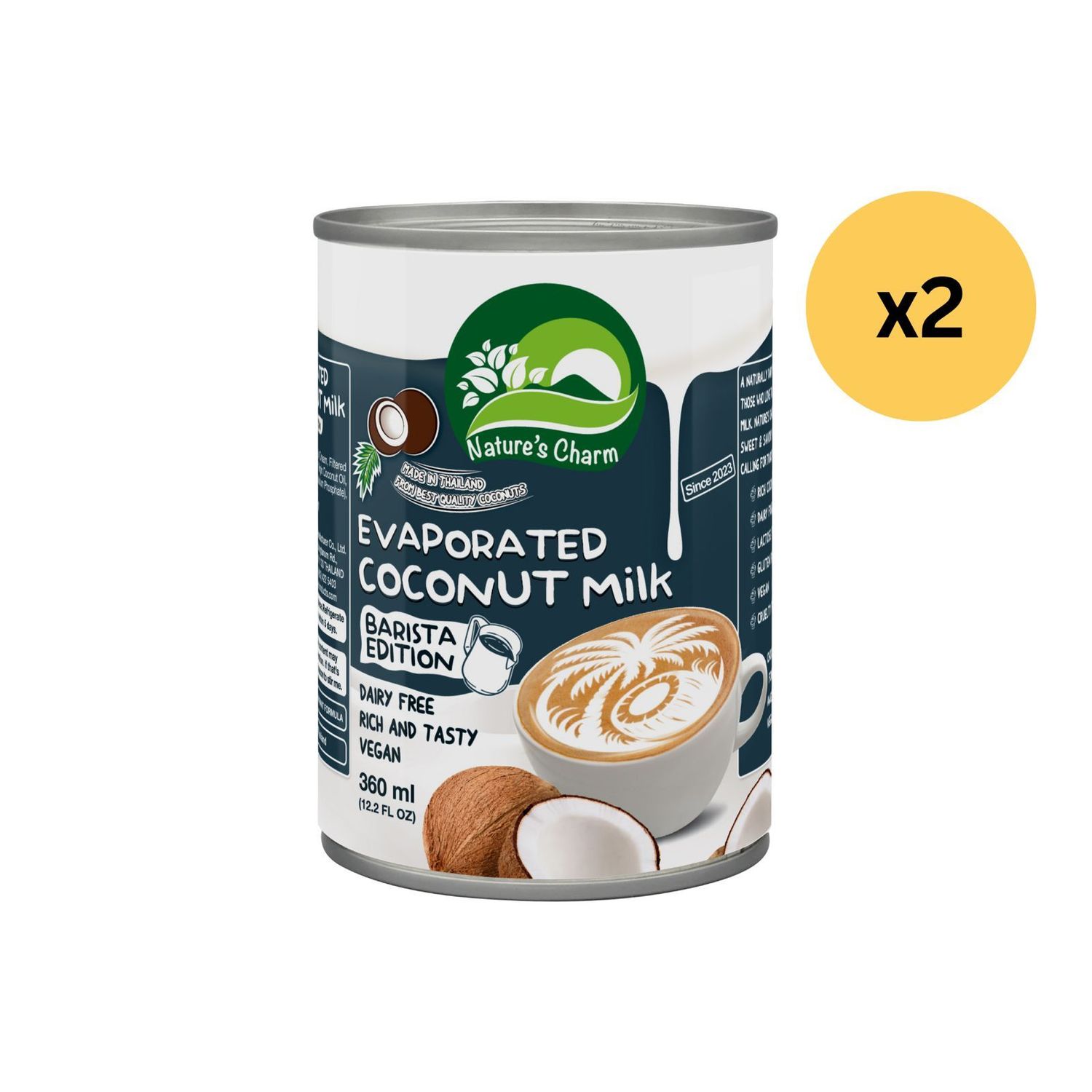 純素椰子淡奶 （咖啡師版）360毫升 x 2 Evaporated Coconut Milk (Barista edition) 360ml x 2［此日期前最佳：2028年12月18日］
