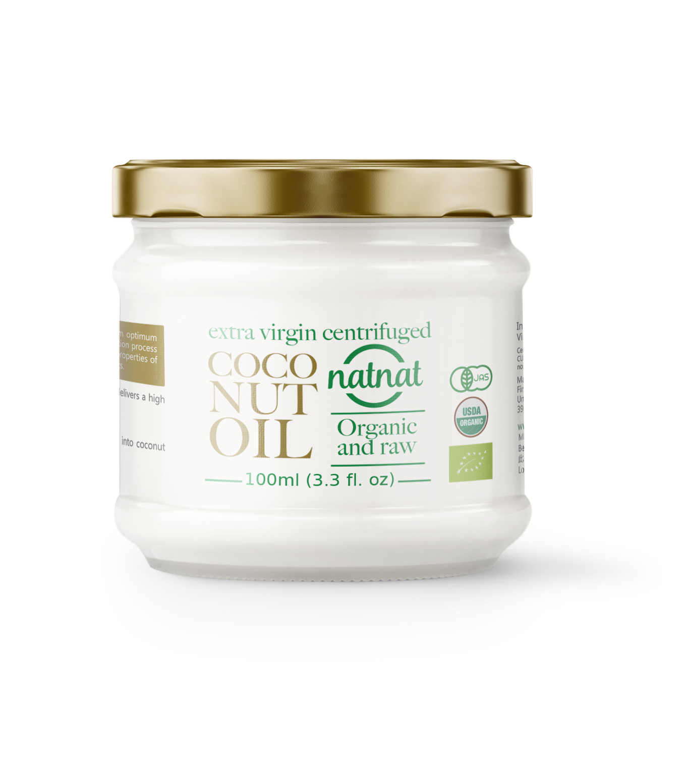 有機初榨離心萃取椰子油 - 100毫升Organic Extra Virgin Centrifuged Raw Coconut Oil -100g［此日期前最佳：2028年3月18日］