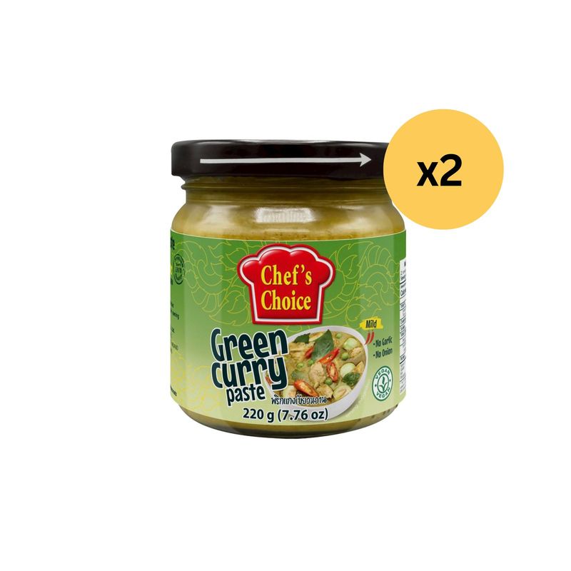 純素青咖喱醬（無蔥蒜)220克x2 Green Curry Paste (Garlic & Onion Free) 220g x 2［此日期前最佳：2028年01月06日］