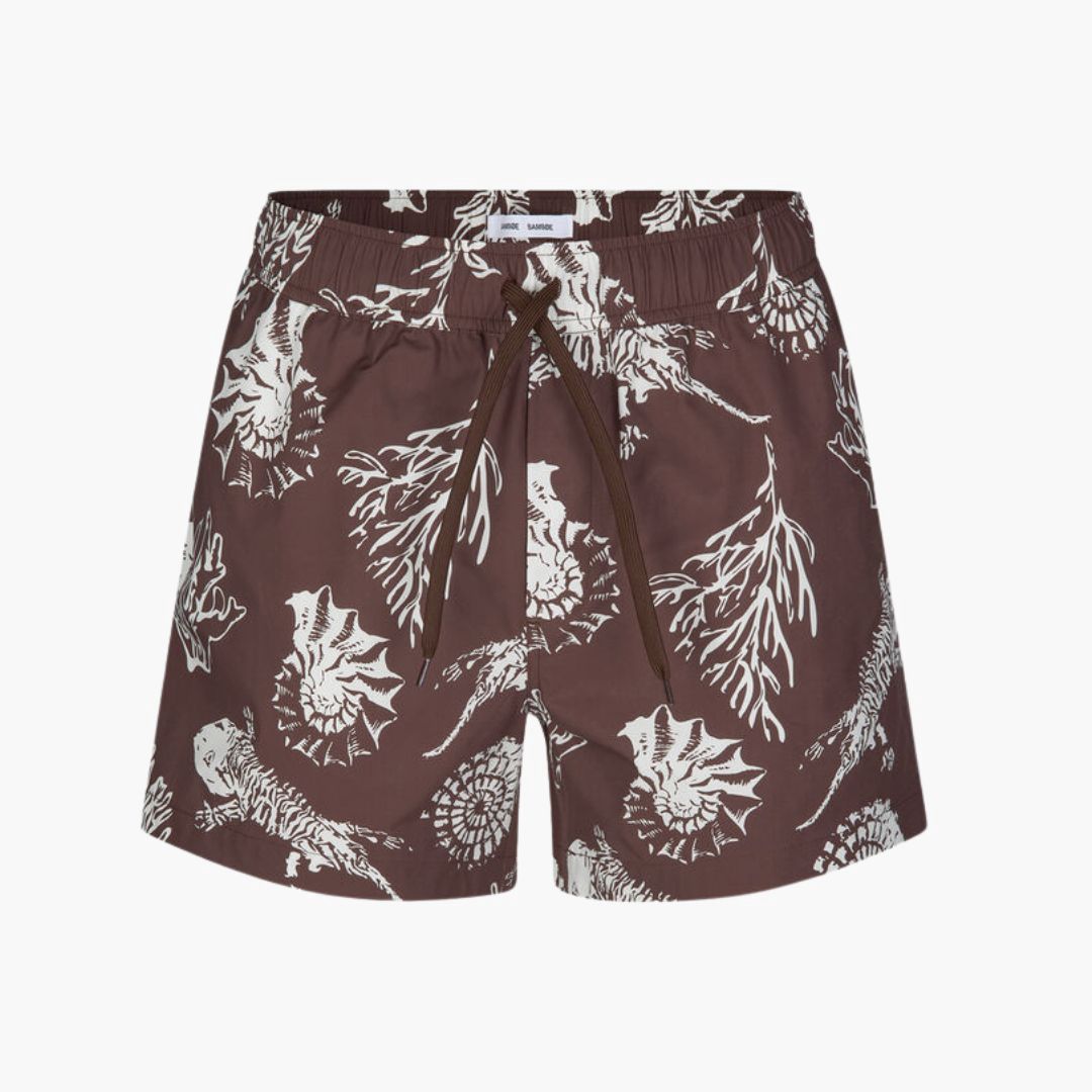 Samsoe Samsoe Moses Swim Shorts AOP 14702-Brown Stone Fossil