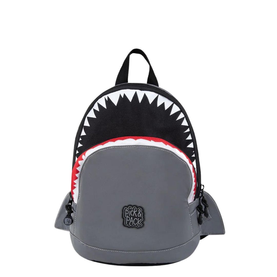 Pick &amp; Pack Shark Shape Reflecting Backpac-Visible Grey