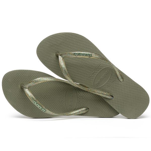 Havaianas Slim Logo Metallic-Green, Maat: 35/36