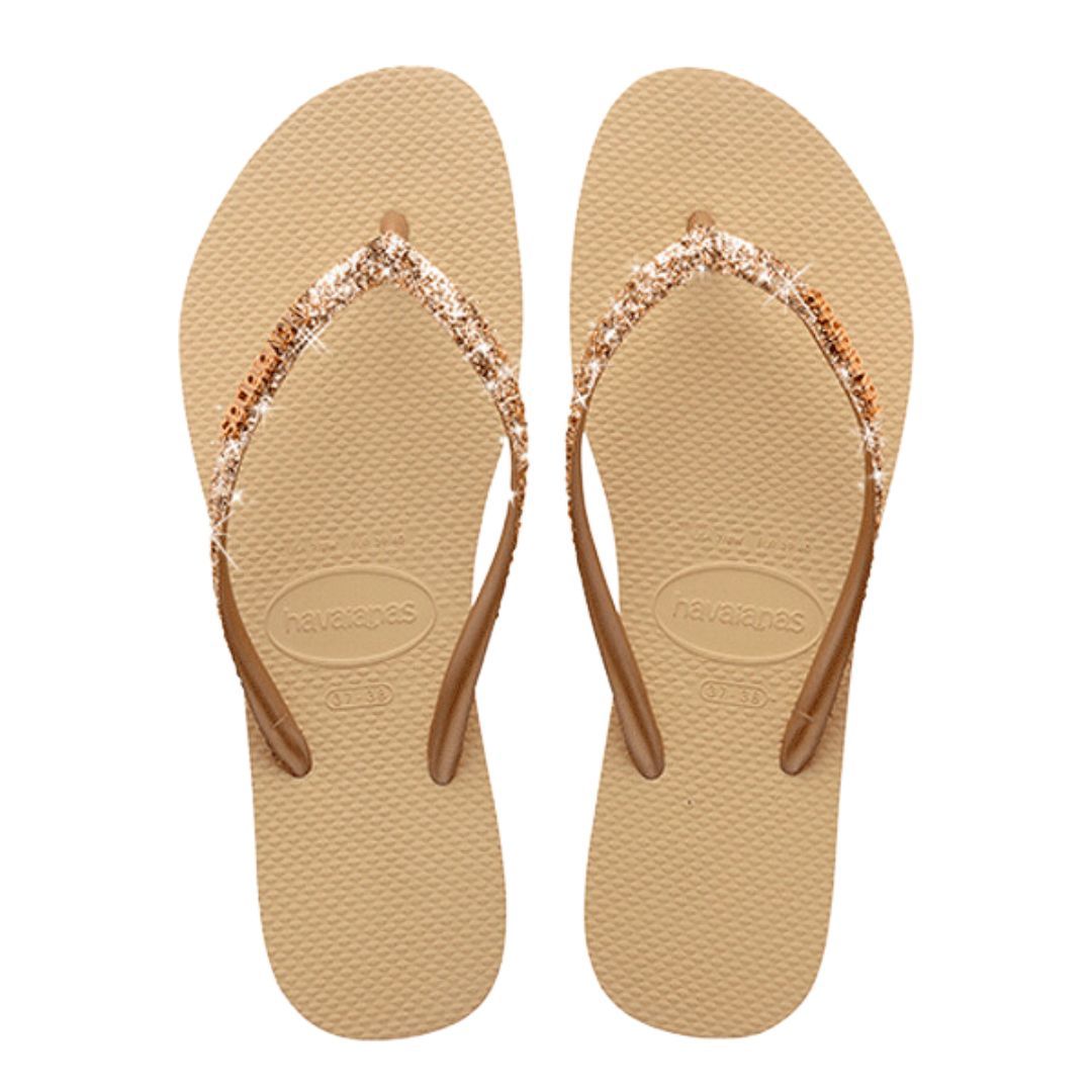 Havaianas Slim Glitter II Sand Golden metalic, Maat: 37