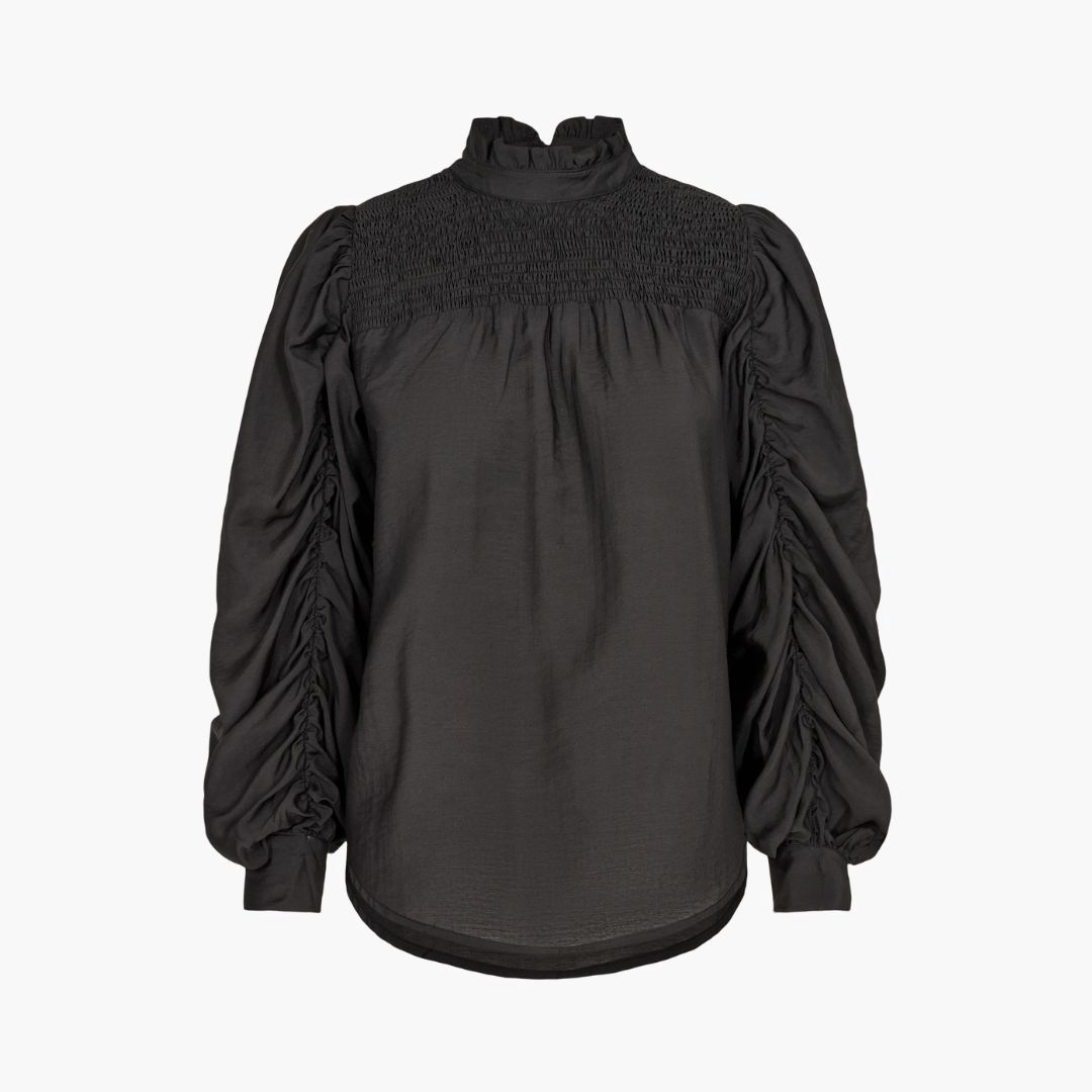 Co&#39;couture Callum Drape Sleeve Blouse-Black