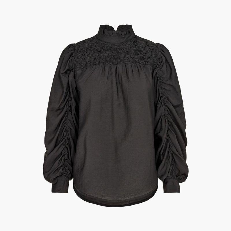 Co&#39;couture Callum Drape Sleeve Blouse-Black