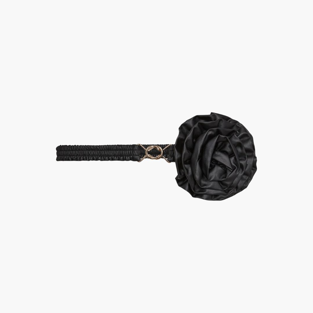Co'couture MetallicCC Rose Belt-Black, Kleur: Zwart