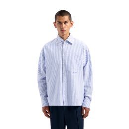 Olaf Seersucker Boxy Shirt Blue Stripe