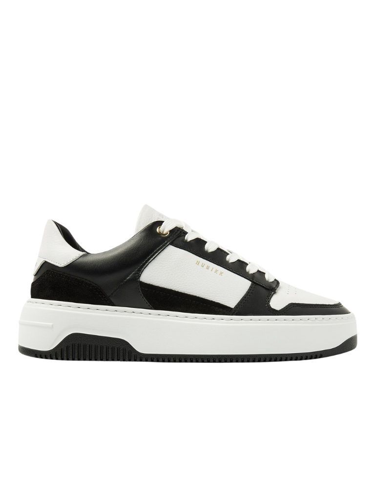 Nubikk Basket Court L Sneaker Black Leather White, Maat: 37