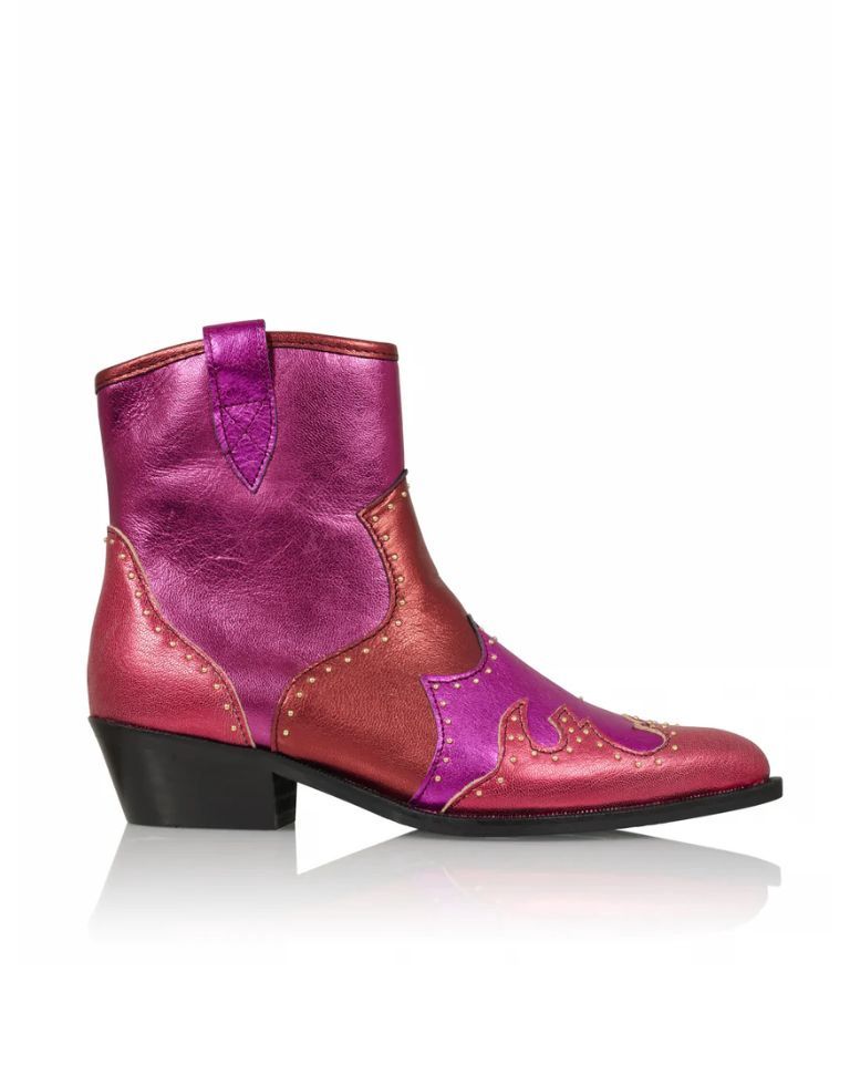 DWRS Lyon Studs metallic Fuchsia Raspberry Westernboot