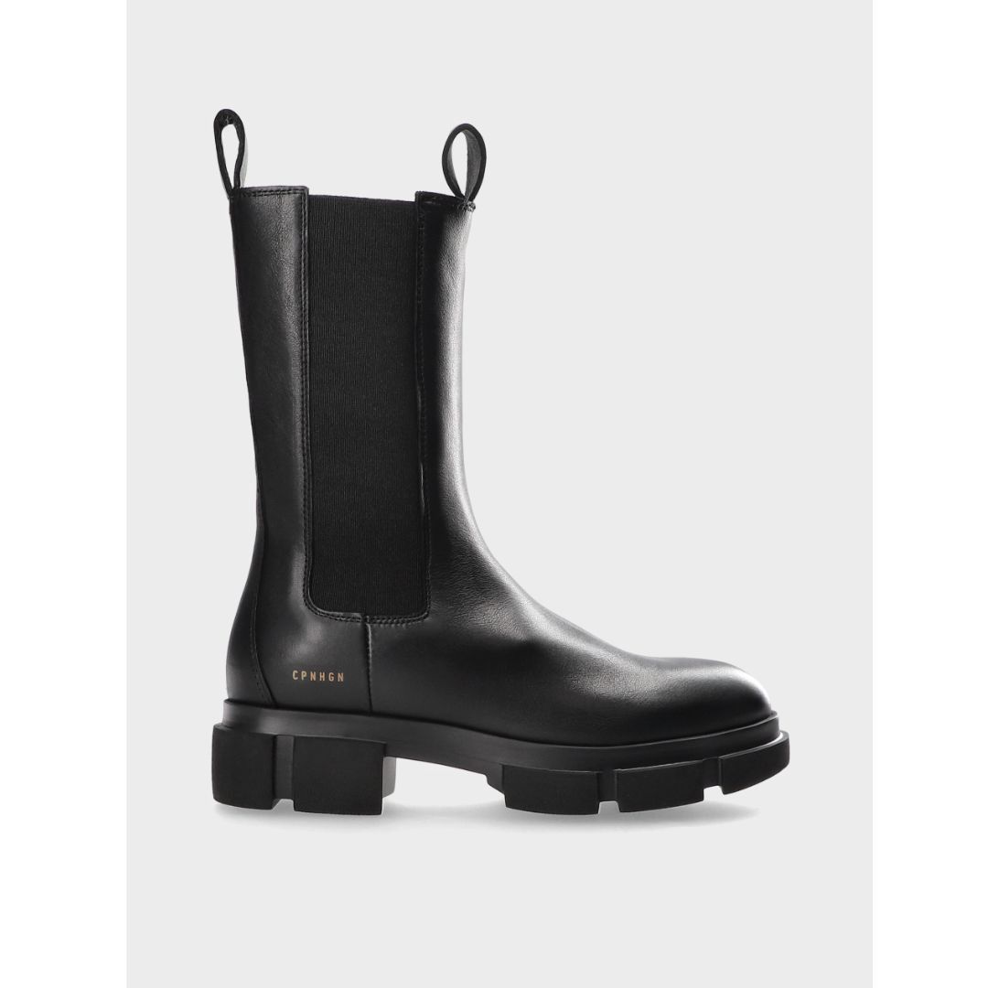 Zwart leren dames chelsea boot