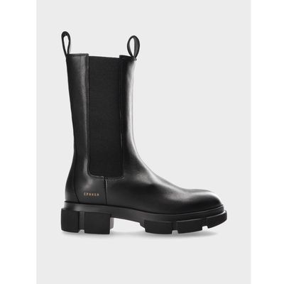 Zwart leren dames chelsea boot