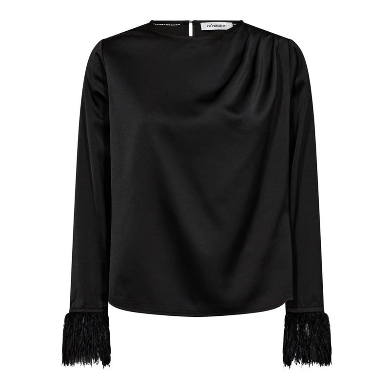 Co&#39;couture AdnaCC Drape Feather Blouse Black