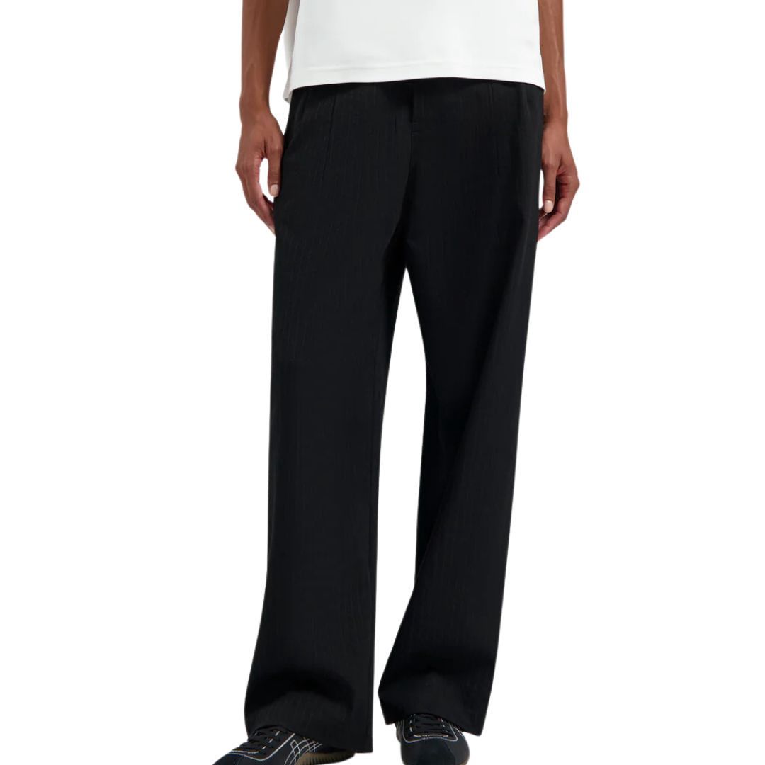 Olaf Women Pinstripe Barel Leg Pant Black White