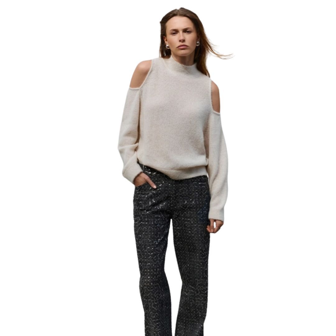 Dante6 Aviel open shoulder sweater Taupe