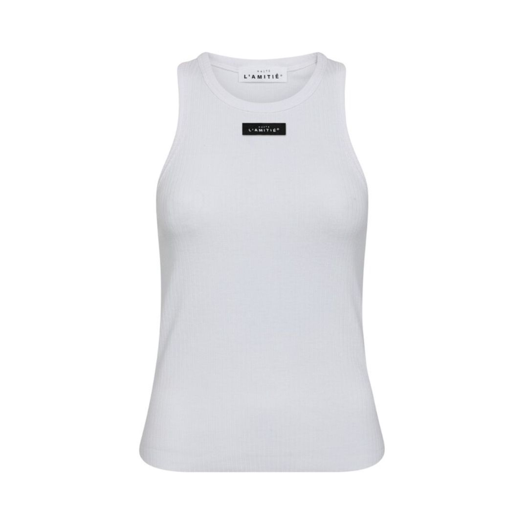 Haute L'Amitié Rib Badge Tank White, Maat: XS