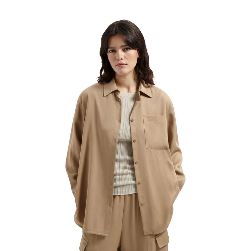 Olaf Women Drapey Shirt LS Cinnamon